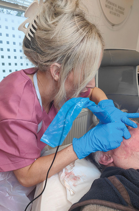 aesthetic treatment session with a professional applying a facial therapy procedure focused on skin rejuvenation involving 15 soothing techniques